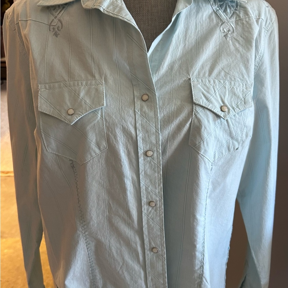 Light Blue Western Snap-Front Men’s Shirt